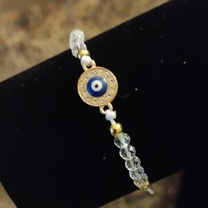 Evil Eye Gold and Blue Bracelet